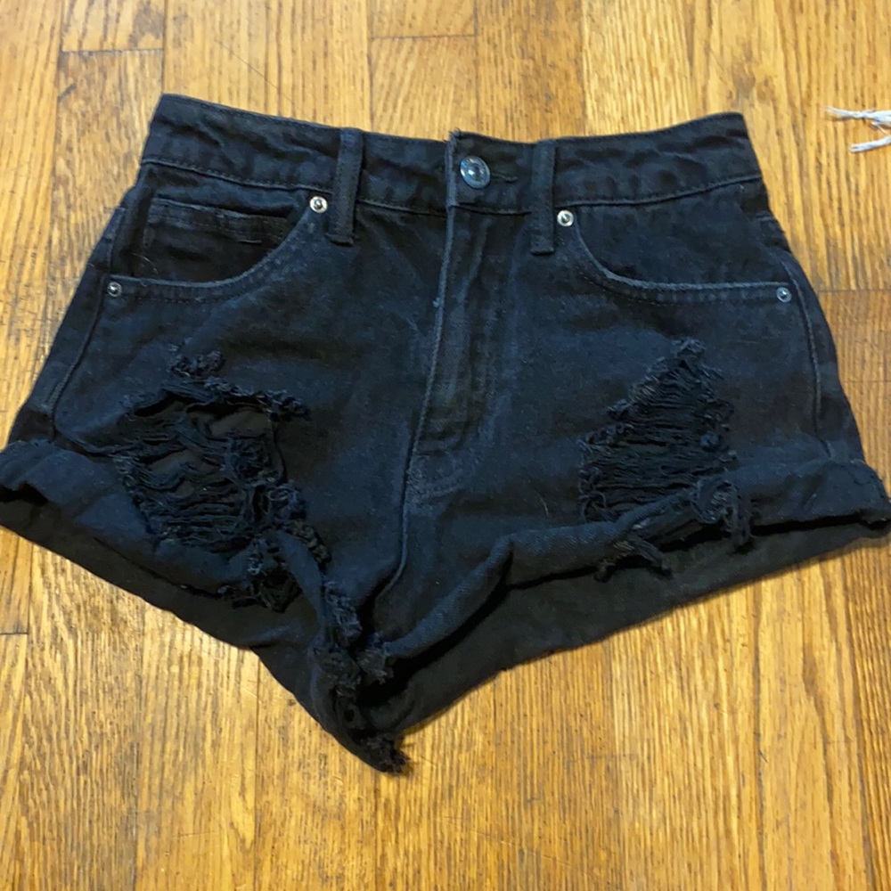 Black jean shorts
